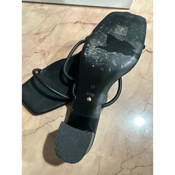 RAYE Etienne Low Heel in Black Leather 10 with Box Womens sandals - Picture 10 of 13